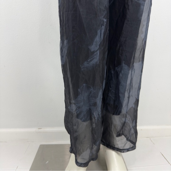M Made In Italy Pant Wide Leg Silk Pull On Palazzo Sheer Floral NWT Size Medium - Picture 5 of 10